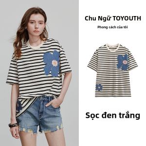 Toyouth | Áo Thun Tay Ngắn Phong Cách Casaul Có Khuy Thêu