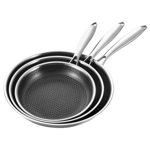 Chảo Chống Dính 20/24/28Cm Nấu Ăn Bằng Thép Không Gỉ Skillet PFOA Giá Rẻ Lai Máy Rửa Bát An Toàn Thân Thiện Với Môi Trường Nhà Bếp Chảo Chiên JT562