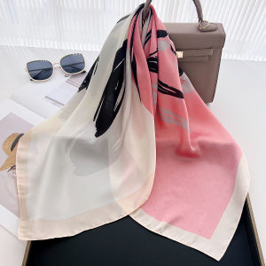 ผ้าพันคอไหมลายดอกไม้ฤดูใบไม้ผลิและฤดูร้อน ผ้าพันคอสี่เหลี่ยมเล็กสไตล์ศิลปะสดชื่น ผ้าพันคอตกแต่งสำหรับผู้หญิง ผ้าพันคอแบบอเนกประสงค์