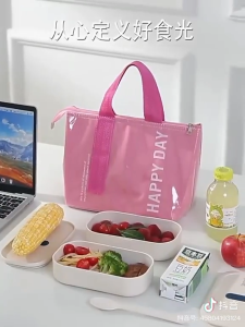 SERENITY 1Pcs Lunch Bag Thickened Leakproof Portable Thermal Good Insulation Letter Zipper Closure Children School Bento Bag Picnic Food Storage Tote
