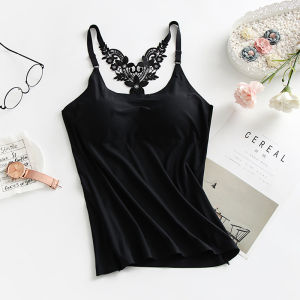 ปัก เซ็กซี่ กลับ สายคล้อง เสื้อกั๊กลายดอกไม้สวยงาม ดีไซน์ ฤดูร้อน ผู้หญิง เสื้อกล้าม เรียบหรู สไตล์เปลือย ทันสมัย อินเทรนด์