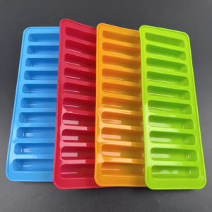 10 Grids Silicone Ice Mold DIY Chocolate Bar Biscuit Long Strips Shape Tray for Baking Hot Dog Mould