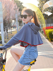 Áo Chống Nắng Bằng Lụa Băng Siêu Mỏng Tay Dài Mùa Hè Mới Cho Nữ Áo Khoác Ngoài Khi Đi Xe Đạp Áo Chống Tia UV Áo Khoác Ngắn Màu Trơn