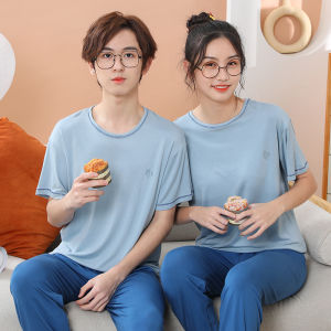 Kids Modal Pajamas Spring/Summer Thin Boy Short Sleeve Trousers Suit Childrens Little Girl Solid Color Homewear