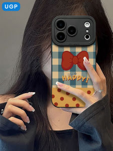 UGP | Stylish Unique Blue Gingham Bow Full-Coverage Silicone Phone Case for iPhone 17 Pro Max