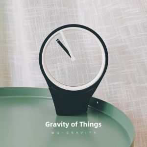 Creative Floating Clock Minimalist Black Tech Office Desk Clock No Dial Stylish Simple Design Plastic Material Home Decor