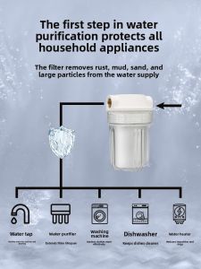 「China Plug」JINXIANQUAN | 5 Inch Transparent Filter Bottle Copper Faucet Water Filter 4 Inch PP Cotton Filter