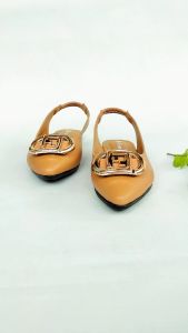 BELLVANIA Ballet Flats Wanita - Motif Geometris Warna Solid dengan Ujung Lancip