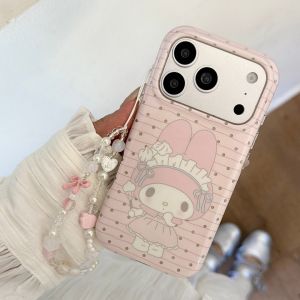 Sanrio | Cute Double-Layer Striped Polka Dot Sanrio My Melody Pink Case For iphone 17 16 15 Pro Max Acrylic Bumper Hard Back Phone Cover