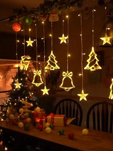 【BUY 1 TAKE 1】Star Christmas Lights Curtain Light with 8 Modes for Indoor Decoration 120LED Fairy Light Outdoor Garden Wedding Party Decoration