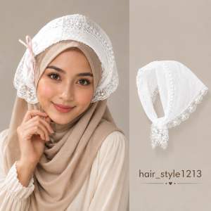 Cekak Rambut Kain Lace scarf women white lace headwear French bun headband Hair Accessories Hair Band Retro田园风发箍头巾花边头戴