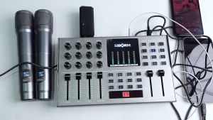 Siborie【Free OTG】Y12 soundcard +W369 Two Nirkabel mic+OTG-IPhone/Type C Kabel Konversi Siap COD