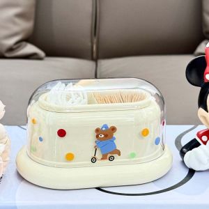 Creative Dual-Function Storage Box Cute Personalized Cotton Swab Container Toothpick Holder Multi-Use Organizer Box