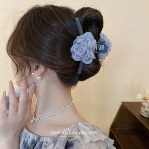 Large Size Dry Rose Flower Hairpin Womens Back of Head Clip on Hair Accessories for Qipao Styling Korean Style Fresh out