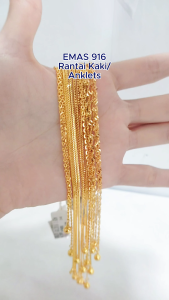 Emas 916 Rantai Kaki / Gelang Kaki | Gold 916 Anklets-GILER GILA MESIN POLO BELUT SAUH KN01+