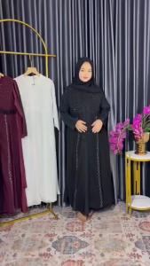 GAMIS PUTIH WANITA ABAYA TURKEY HITAM DAN PUTIH TERBARU MEWAH DRESS MUSLIM/ABAYA SILKY ARAB RENDA PAYET