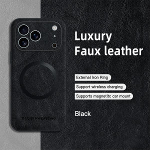 szhaiyu | PU Leather Phone Case For iPhone 18 17 16 15 14 13 12 11 Pro Max 14 Plus 17E Air For Magsafe Magnetic Charging Protector Cover