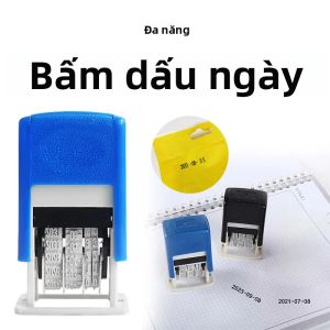 Dụng Cụ Đóng Dấu Ngày Tự Động Mini Tự Mực Tự Động Hồi Mực Màu Xanh Da Trời/đen Bánh Xe Cao Su Văn Phòng Phẩm