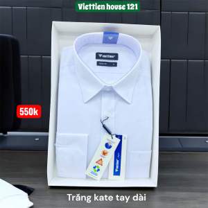 Việt Tiến- áo sơ mi trắng dài tay chính hãng vạt bầu reguler