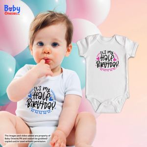 Baby Onesies PH Its My Half Birthday 6 Months Baby Girl Baby Boy Clothes 6-12 Months Monthly Outfit Cotton Bodysuit
