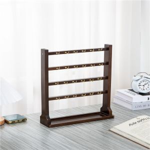 Wooden Keychain Jewelry Display Stand with Hook Small Accessory Hanging Rack Earring Bracelet Showcase Storage Organizer
