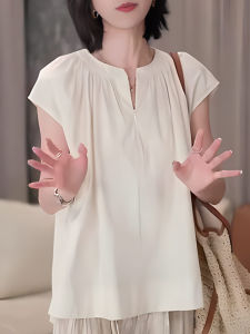 UYFY | Summer New French Style White Fly Sleeve T-shirt Womens Lazy Loose Slimming Design Lightweight Breathable Top