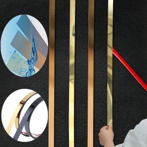 Stainless Steel Flat Decorative Lines self adhesive 8K Mirror Sticker for Background Wall Ceiling Edging furniture corner wrap