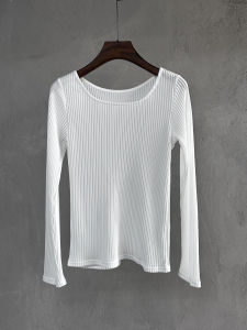 เสื้อยืดแขนยาวทรงสลิมฟิตสำหรับฤดูใบไม้ผลิและฤดูร้อน Pure Color สำหรับผู้หญิง คอลเลกชั่นใหม่ แฟชั่นสตรี เสื้อยืดคอกลม