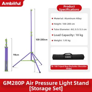 AMBITFUL | Pneumatic Portable Metal Light Stand 2.8m