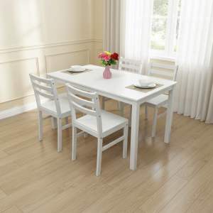 ️️EWJ 1008-White Wood Dining Chair+ T9986 Wood Dining Table Set 1+8 Murah Canti Mirden Meja Makan 8 orang