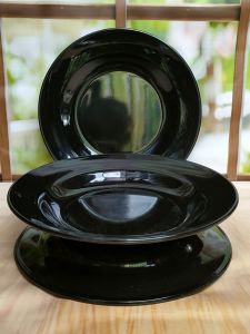 3pcs piring makan bulat polos melamine 9inc tahan panas gratis 1 sendok