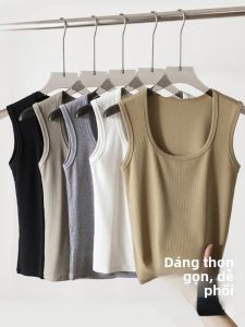 MiiOW | Áo ba lỗ vai rộng cho nữ mùa hè 2025 Áo sơ mi cơ bản màu trơn đa năng mặc trong và ngoài MiiOW Cat Person