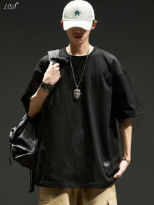 SZON Mens Casual Cotton T-shirt Loose Fit Short Sleeve round Neck Pure Color Heavyweight Summer Fashion Brand