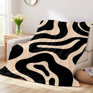 Beast Kingdom | Beige Curves Winter And Summer Dual-Use Comfortable Flannel Blanket Soft And Sticky Sofa Cover Blanket Exquisite Gift