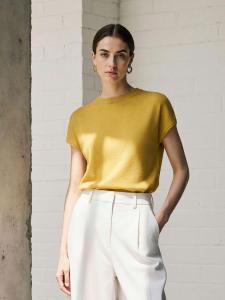 Basic House | Short-sleeved Autumn Versatile Yellow T-shirt