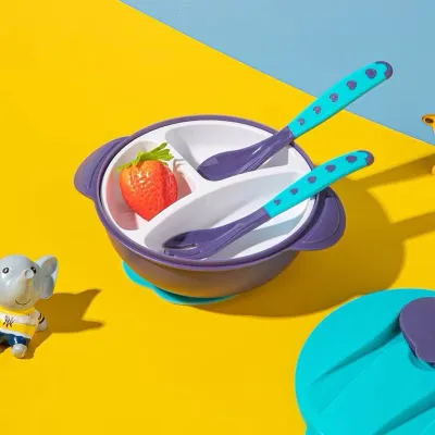 SET MANGKUK BAYI DAN BALITA BERKUALITAS TEBAL ANTI TUMPAH LENGKAP DENGAN SENDOK GARPU