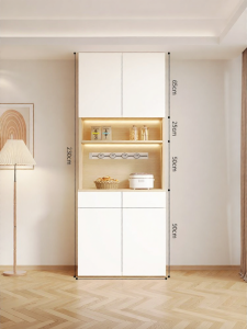 PAMEDI | Cream Styled Wooden High Storage Cabinet