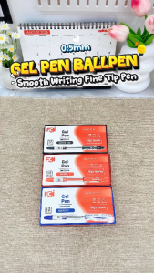 FCI Gel Pen Smooth Writing Gel pen 0.5mm Thickness Color Black Red Blue Sold1pc and 12Pcs For School and Office Supply