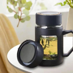 JIAXU | Tea Infuser Glass Cup with Handle for Drinking and Separation