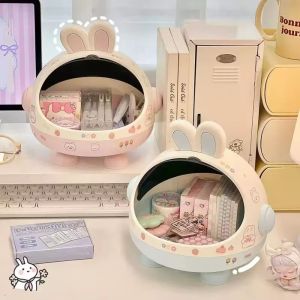ROLL Multifunctional Desktop Storage Box High-capacity Rabbit Candy Storage Bowl Cute Dustproof Desk Organizer Bin for Living Room