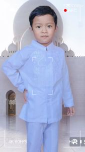 Setelan Baju Koko Anak Putih Bordir Umur 4-9 Tahun