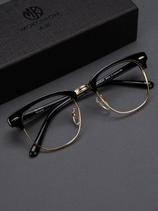 MOKCHEON | Kính Cận Photochromic Viền Đen Mẫu Gỗ Nửa Khung