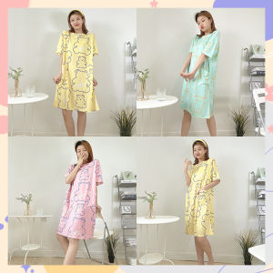 DMshoes ชุดนอนกระโปรง พิมพ์ลายหมี ชุดนอนลายการ์ตูน ใส่สบาย ดีไซน์เกาหลี ผ้านิ่ม สายช้อปชุดนอนห้ามพลาดเลยค่า