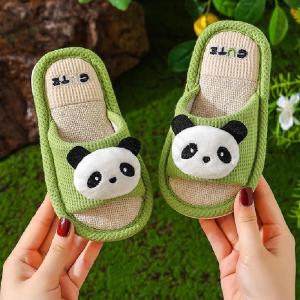 MONLEYTA | Childrens Linen Slippers Anti-Slip Indoor Home Use For Boys And Girls Baby Summer Fabric Slippers Cute And Adorable Design