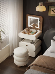 Modern Dream Deer A2 Flip Cover Makeup Desk Small Size Adjustable Height Bedroom Portable Mini Makeup Table with Mirror