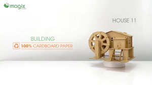 MFK07K - 23x20x15 - Mô hình ngôi nhà lắp ráp từ bìa carton cao cấp nhà giấy carton mini sáng tạo