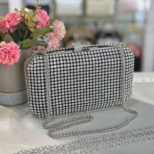 Tas Pesta ROSALIND Embellished Crystal Box Clutch Tas Wanita Clutch Tas & Travel