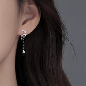 Sterling Silver Needle Romantic Star Moon Pearl Tassel Earrings Female Earrings Light Luxury Minority Super Fairy Water Drop New Earrings