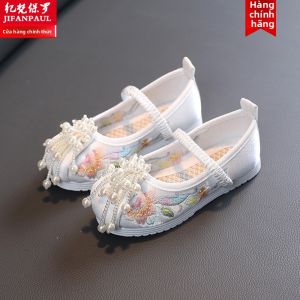 JIFANPAUL | Giày Thêu Phối Đồ Sườn xám Giày Kèm Chân Ngựa Giày Vải Cổ Điển Bắc Kinh Giày Dân Tộc Phong Cách Công Chúa Giày Cổ Trang Cho Bé Gái