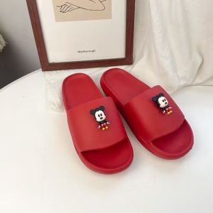 Red Thick Bottom Couples Slippers Cartoon Mice Head Anti-Slip Bathroom Home Shoes Wedding Gift Comfortable Home Slippers